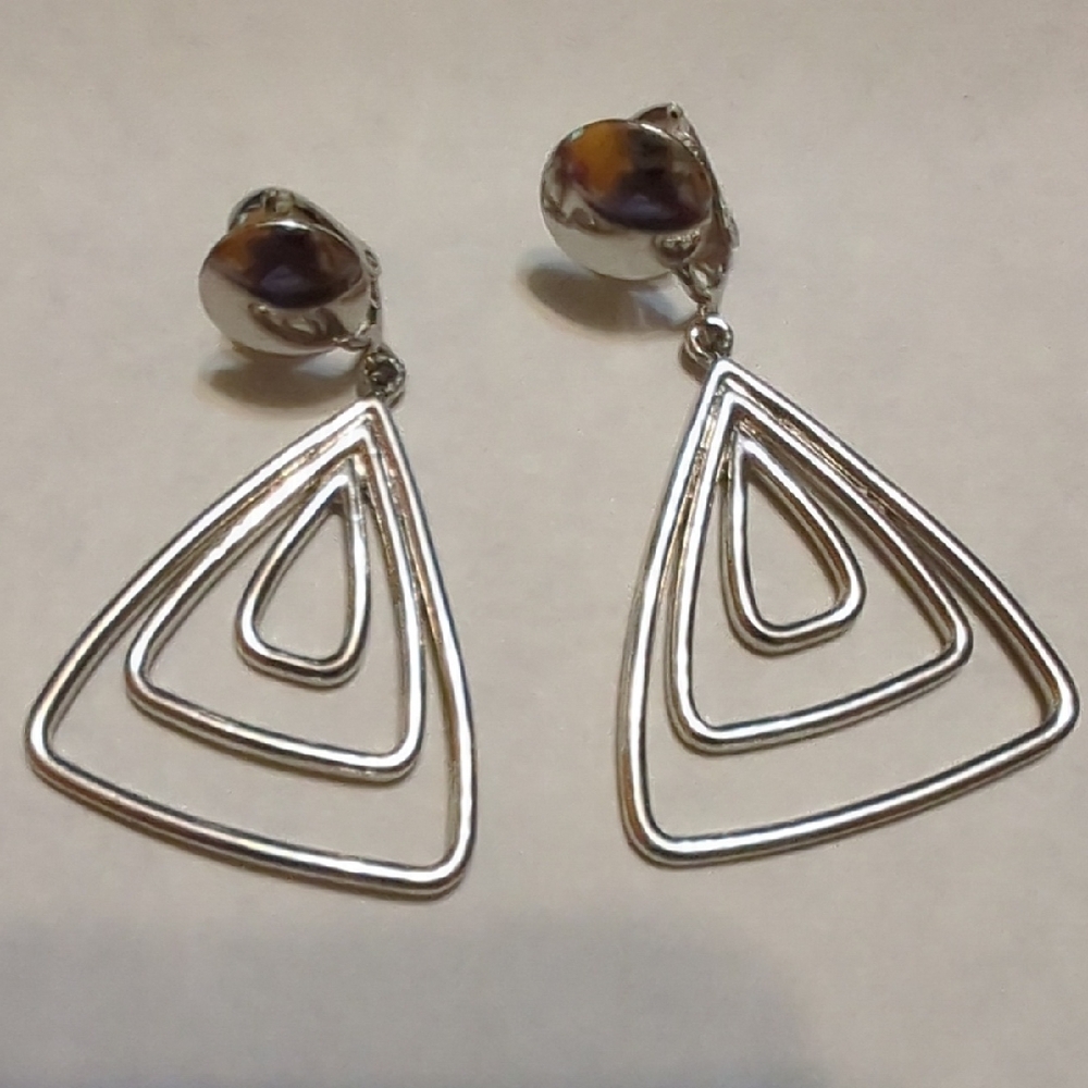 Chic Silver Triangle Drop Earrings